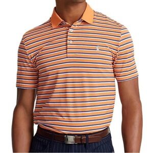 POLO by RALPH LAUREN short sleeve Polo shirt collared orange blue stripes large